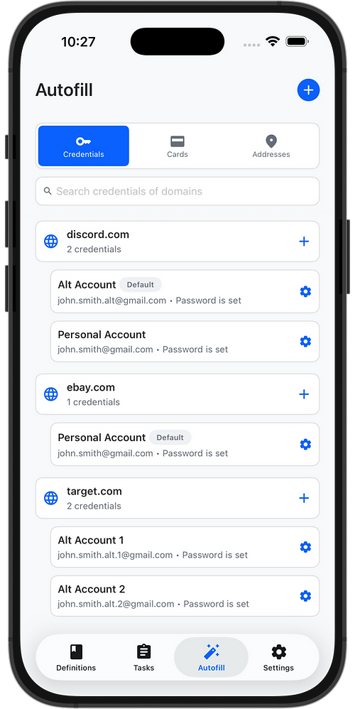 Rivex credentials manager on iPhone